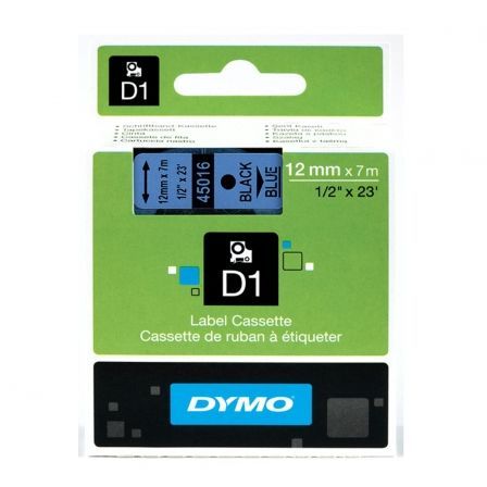 Dymo Cinta D1 12mm x 7m Negro sobre Azul